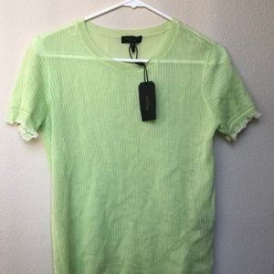 Rag & bone lime green ruffle knit top